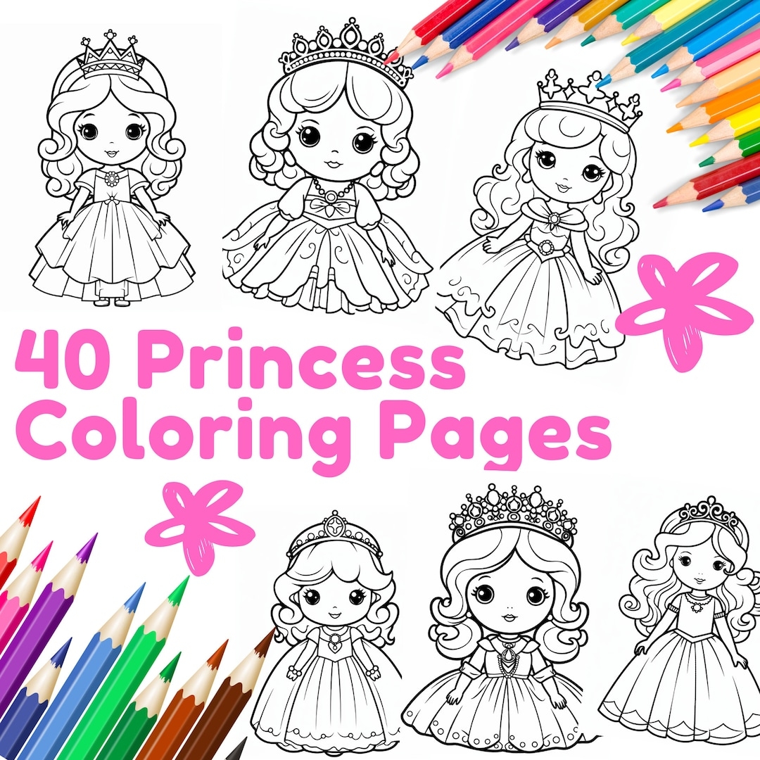 Easy Cute Little Princess Coloring Pages For Kids 40 Kawaii Coloring Pages Color Pages For Girls Coloring Pages For Kids Etsy