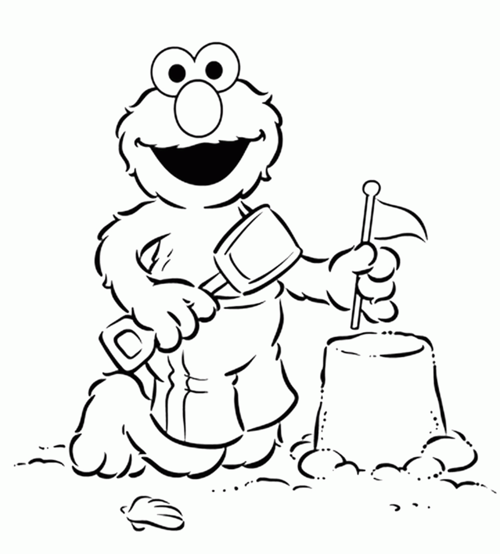 Elmo Sand Castle Coloring Page Printable Coloring Pages FREE
