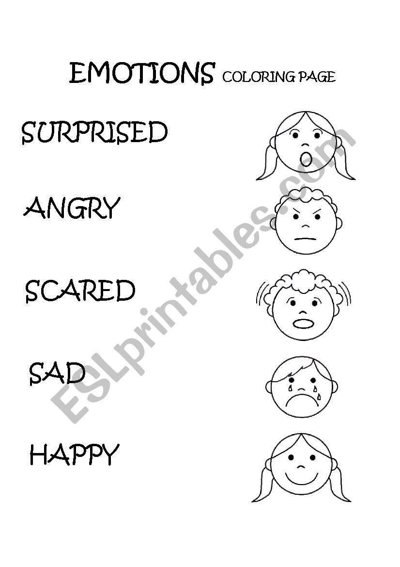 Emotions U0026 Feelings Coloring Page ESL Worksheet By Dschoenfeld 