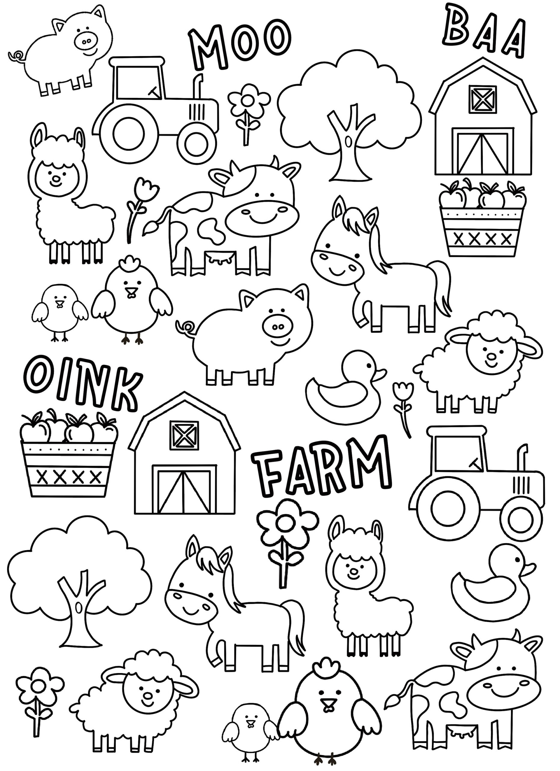 Farm Coloring Page Barnyard Coloring Page Kids Farm Coloring Page farm Animal Coloring Page farm Animals Cute Farm Animals Coloring Sheet
