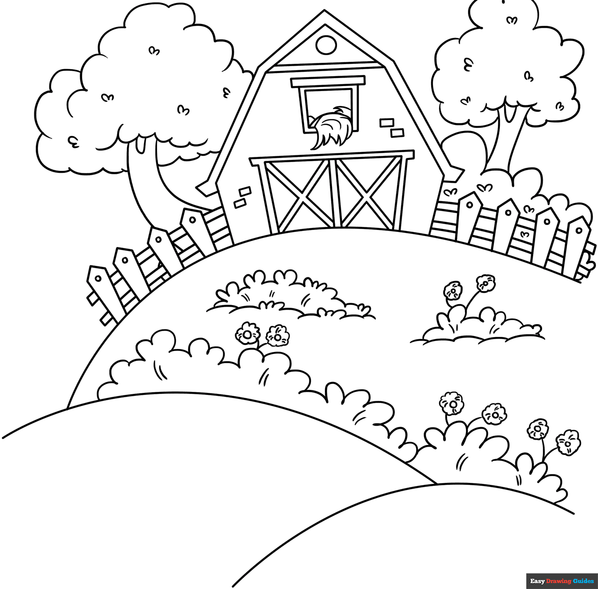Farm Coloring Page Easy Drawing Guides