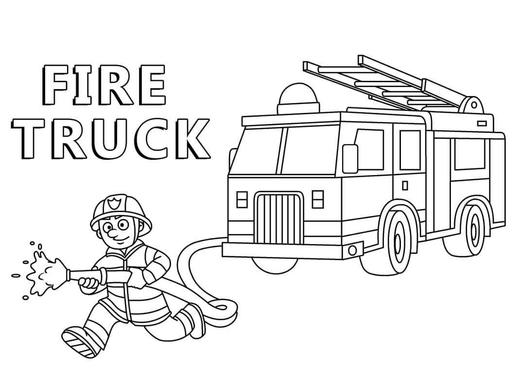 Fireman And Fire Truck Coloring Page Download Print Or Color Online For Free
