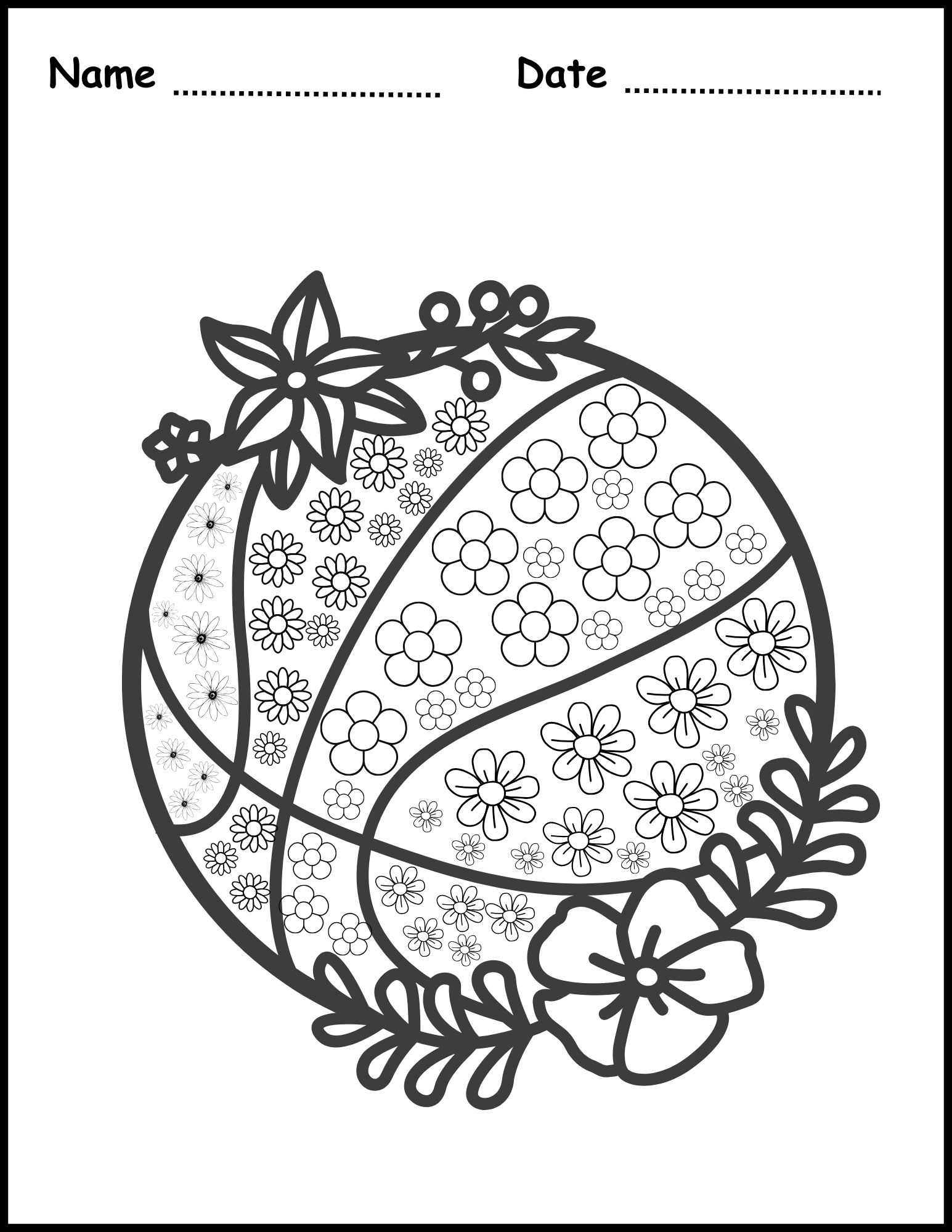 Floral Basketball Coloring Worksheet For Kids Fun U0026 Creative 