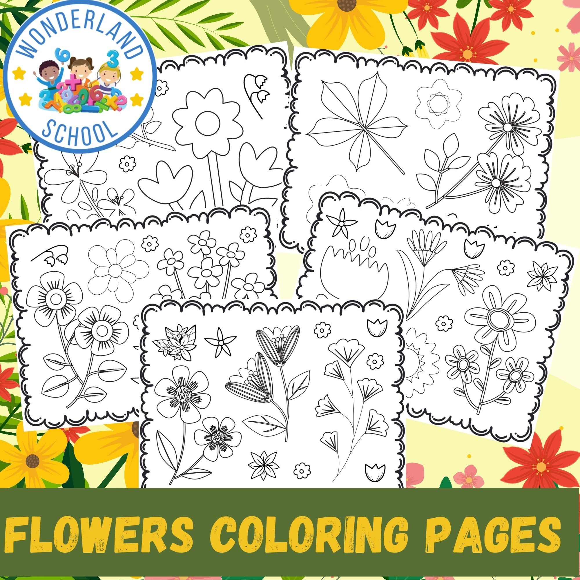 Flowers Coloring Pages Set Spring Coloring Pages Printable 