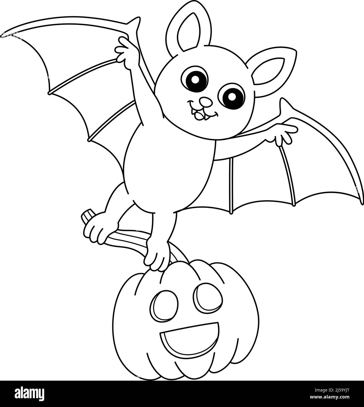 Flying Bat Halloween Coloring Page Isolated Stock Vector Image 