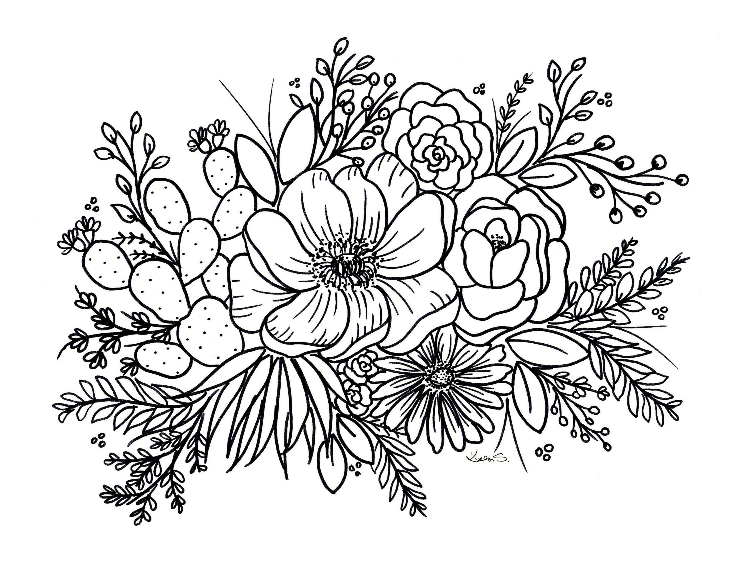 Free Coloring Page digital Coloring Page desert Coloring Page flower Coloring Page free Digital Coloring Page Etsy UK