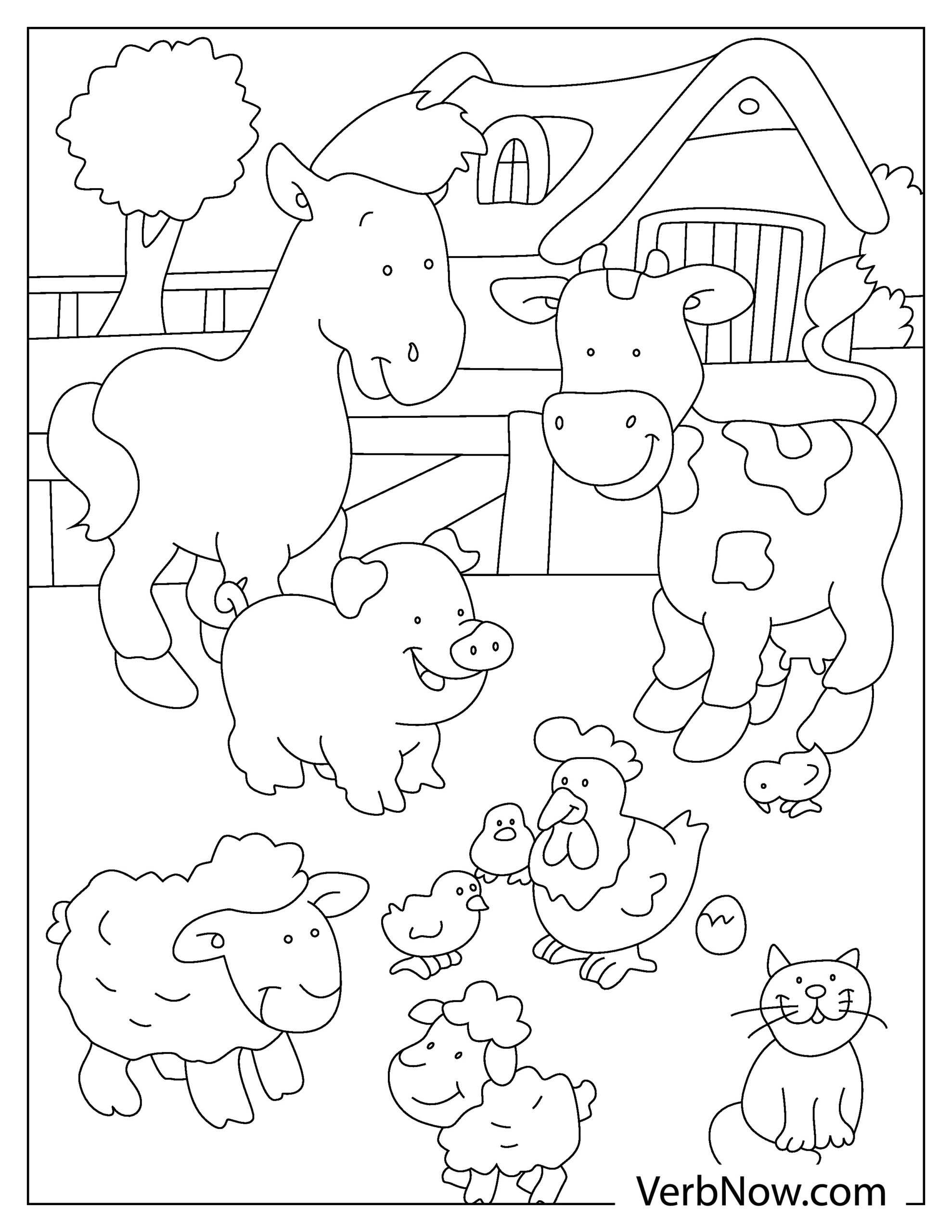 Free FARM ANIMALS Coloring Pages For Download Printable PDF 