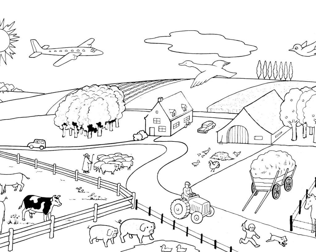 Free Farm Drawing To Print And Color Farm Coloring Pages