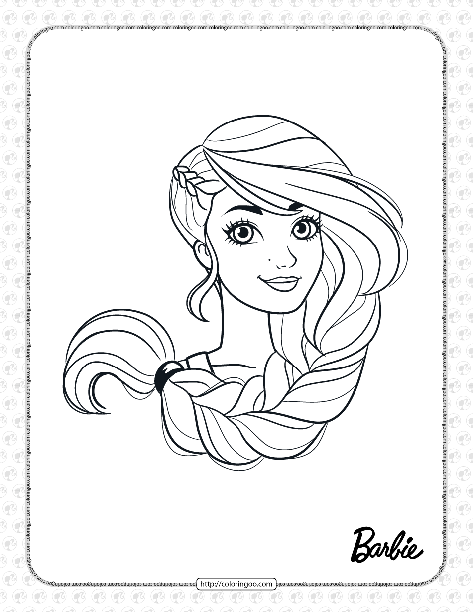Free Printable Barbie Face Coloring Page