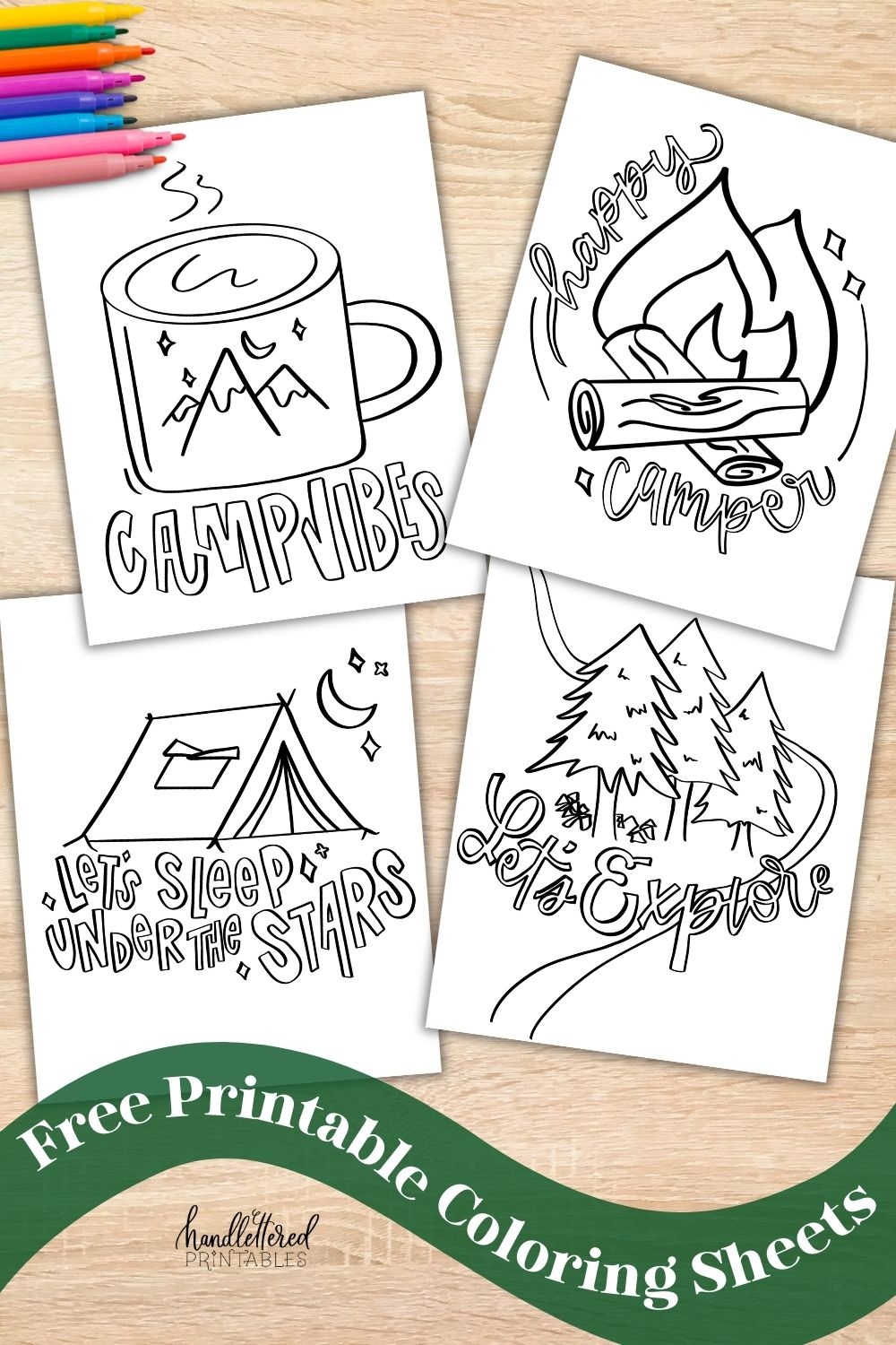 Free Printable Camping Coloring Pages For Kids And Adults Hand Lettered Printables