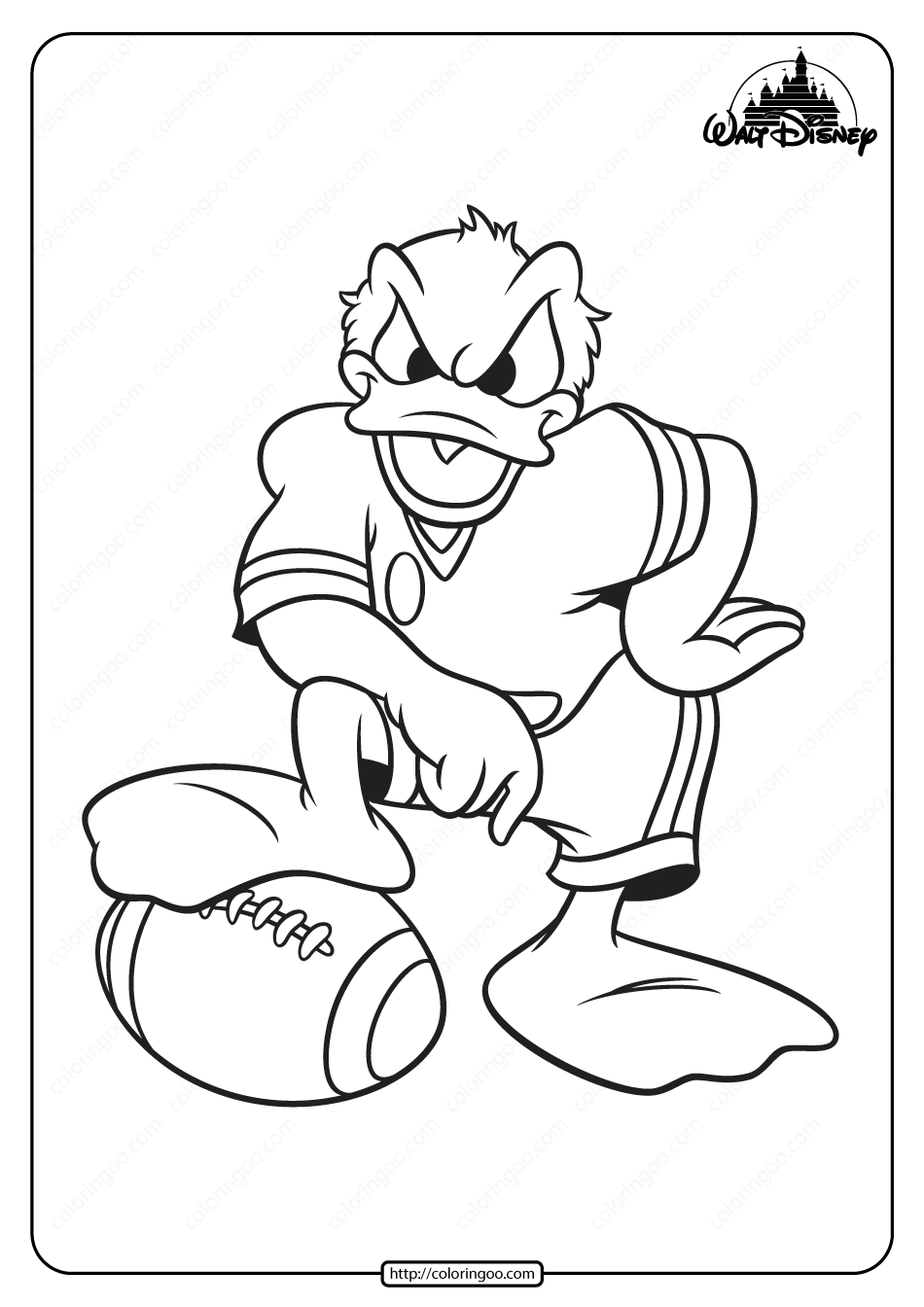 Free Printable Donald Duck Football Player Coloring Page