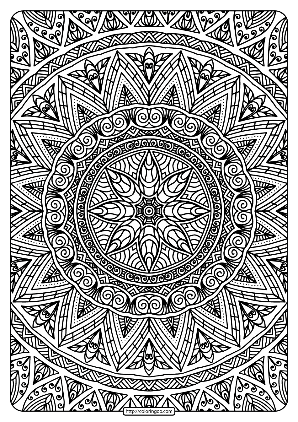 Free Printable Mandala Adult Coloring Book