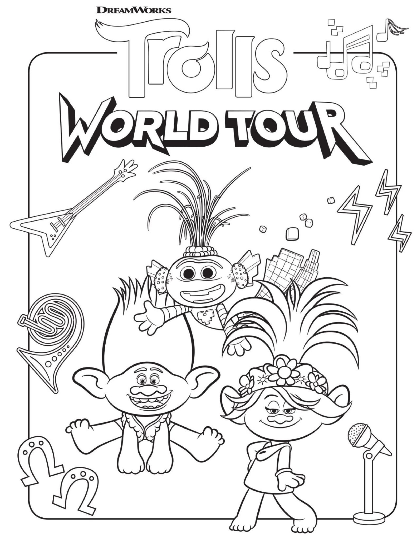 Free Printable TROLLS Coloring Pages Activity Sheets Zoom 