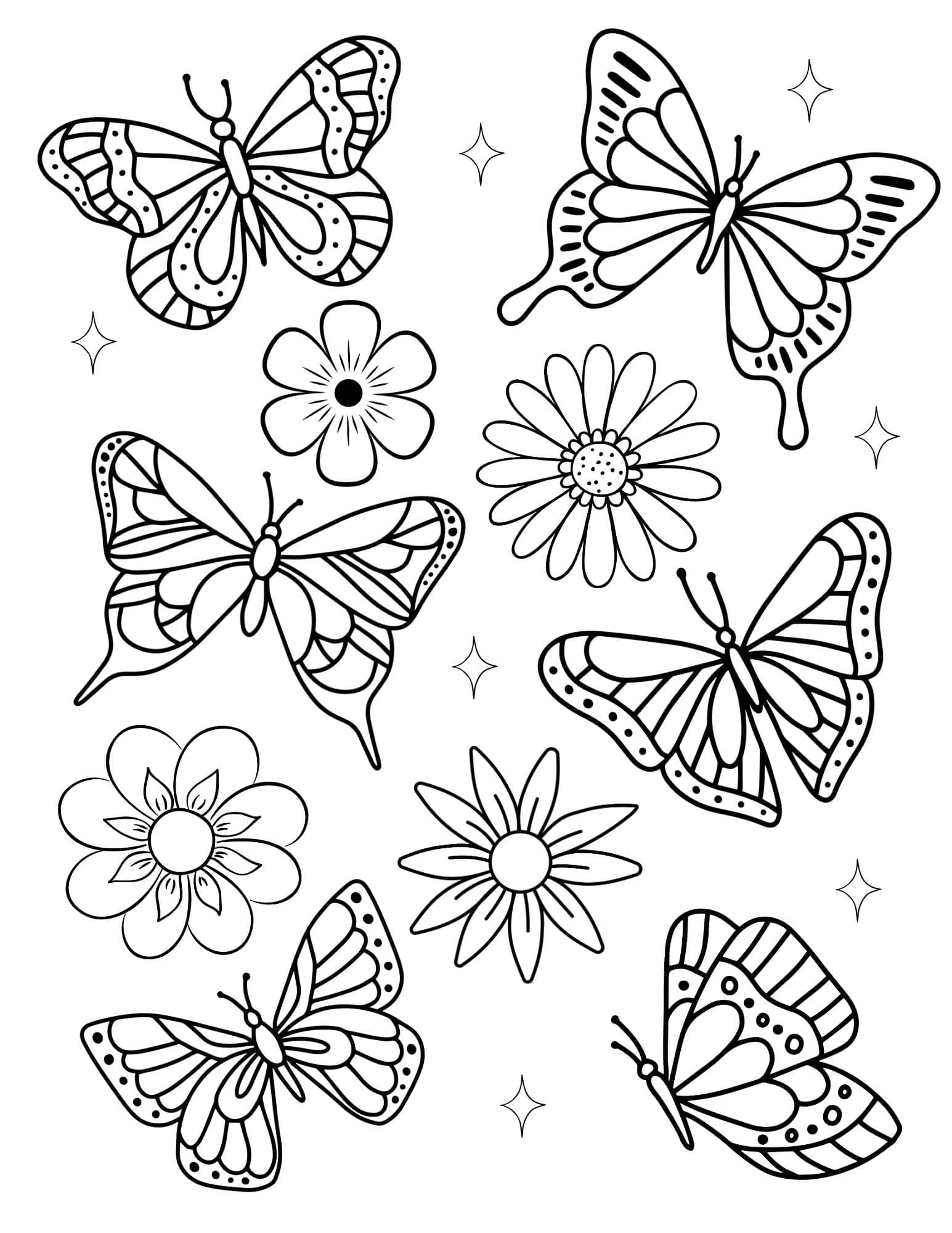 Free Simple Butterfly Coloring Pages Little Moon