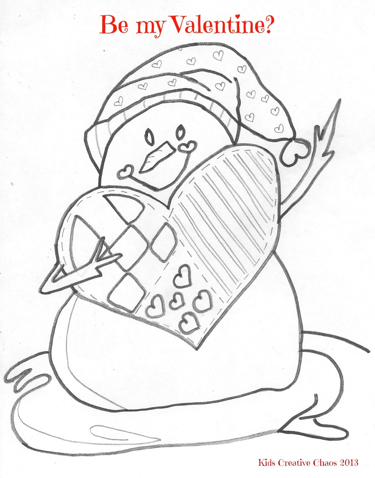 Free Valentines Coloring Page Printable Snowman Adventures Of 