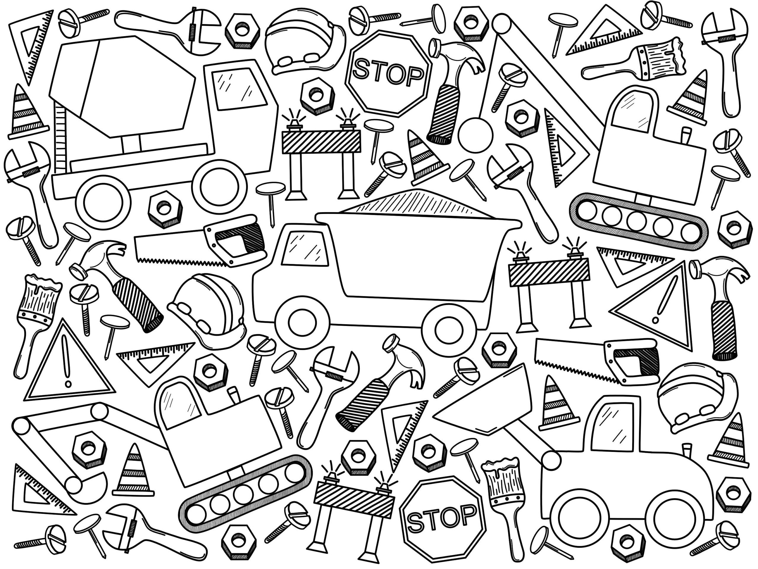 GIANT Construction Coloring Page digital Download Etsy Australia