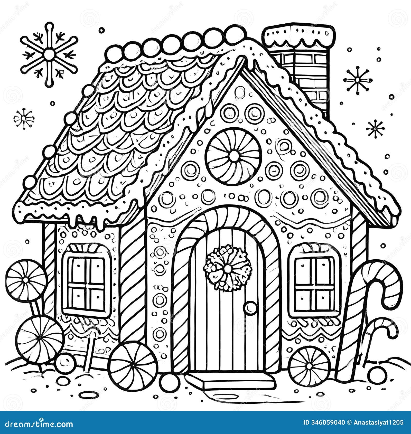 Gingerbread House Coloring Page Stock Illustrations 209 