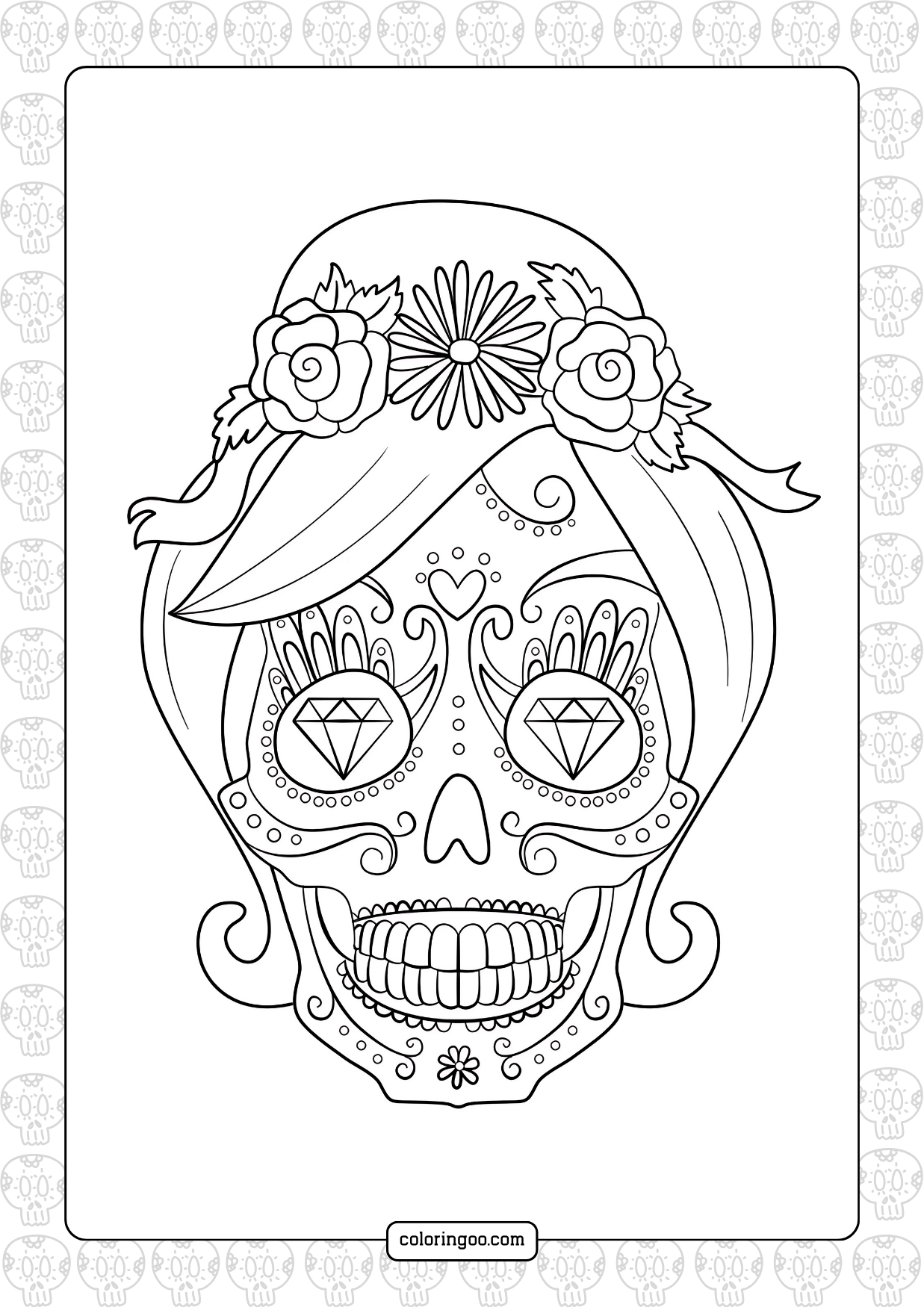 Printable Sugar Skull Coloring Pages