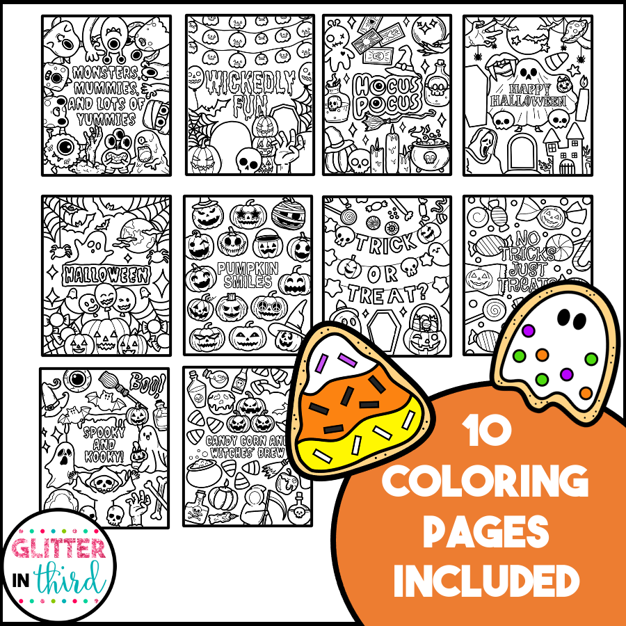 Halloween Coloring Pages Sheets Glitter In Third