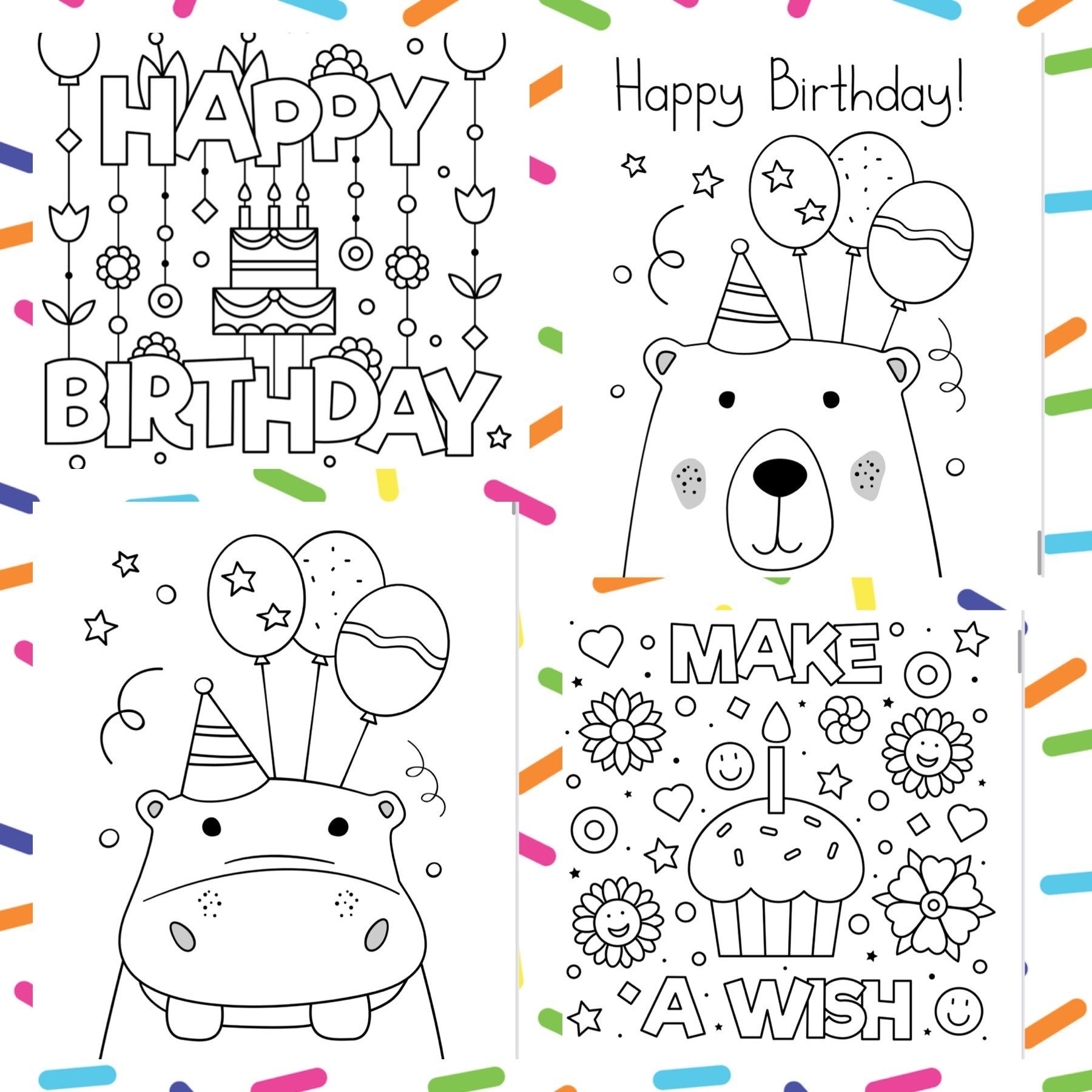 Happy Birthday 40 Printable Coloring Pages fun Activity For Kids 