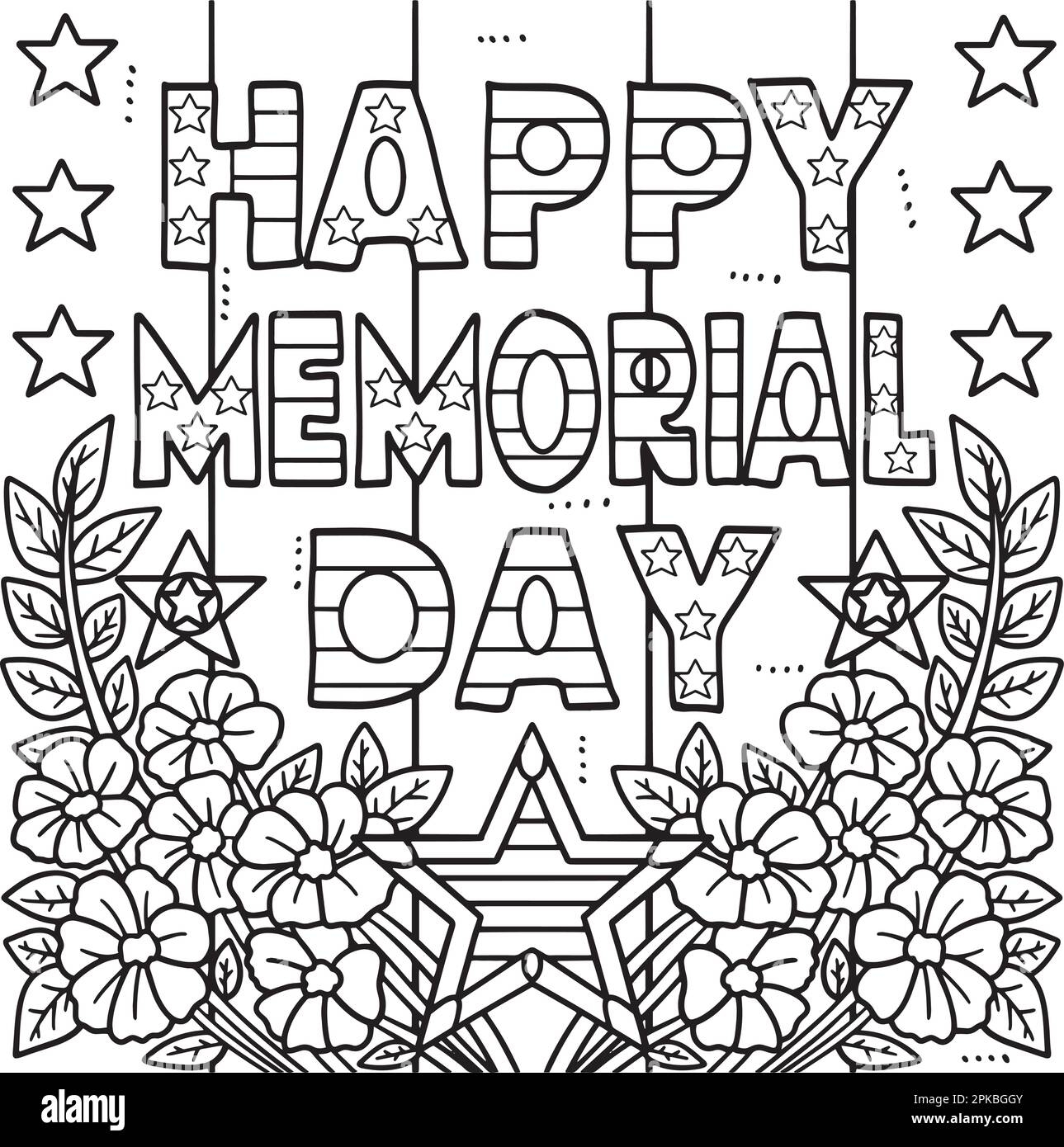 Happy Memorial Day Coloring Page For Kids Stock Vector Image U0026 Art Alamy