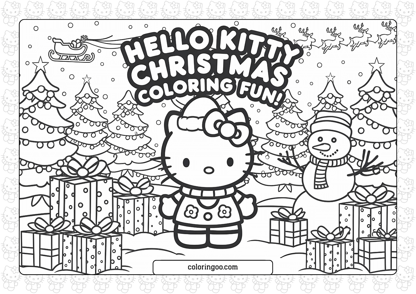Hello Kitty Christmas Coloring Page