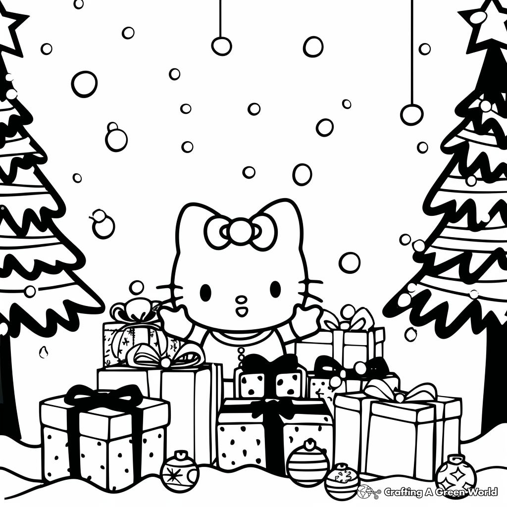 Hello Kitty Printable Christmas Coloring Pages
