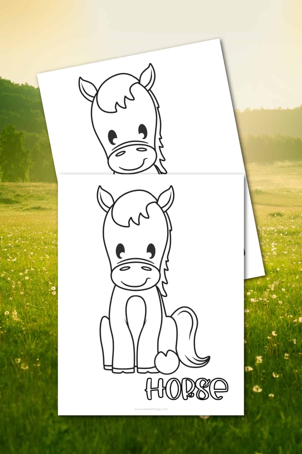 Horse Coloring Page FREE Printable Made With HAPPY