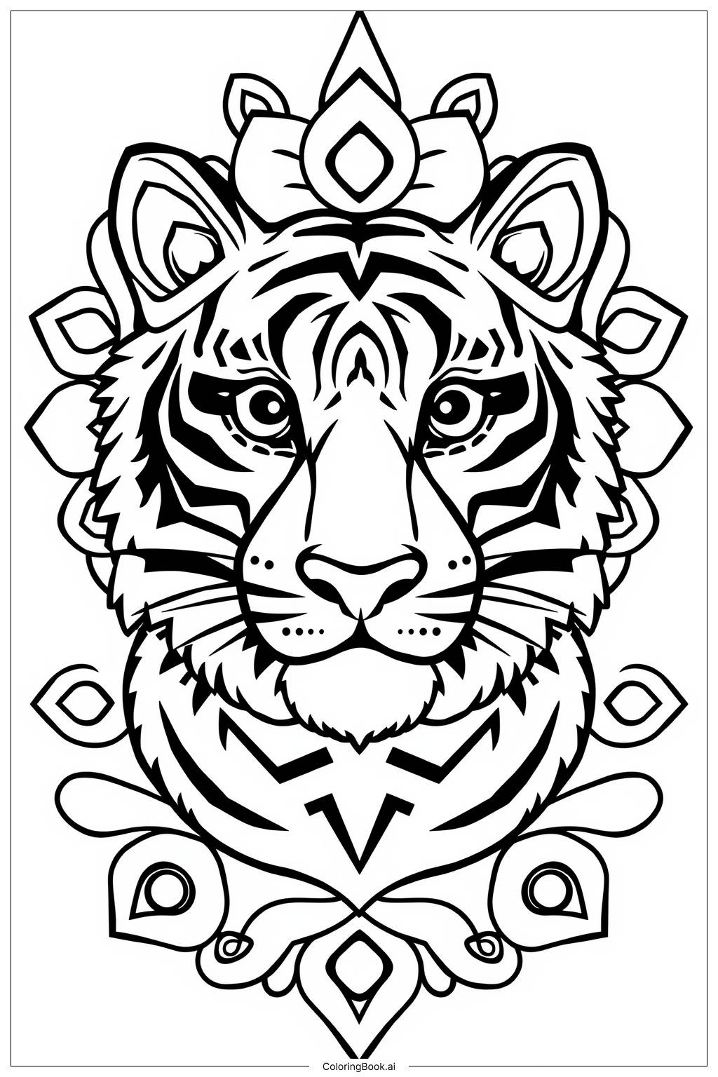 Intricate Tiger Design Coloring Page Free PDFu0026PNG Printable 