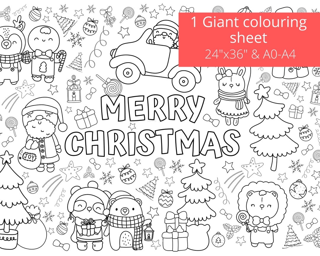 Kid Giant Christmas Coloring Page Christmas Colouring Sheet Merry Christmas Coloring Page Printable Instant Download A0 A4 U0026 24