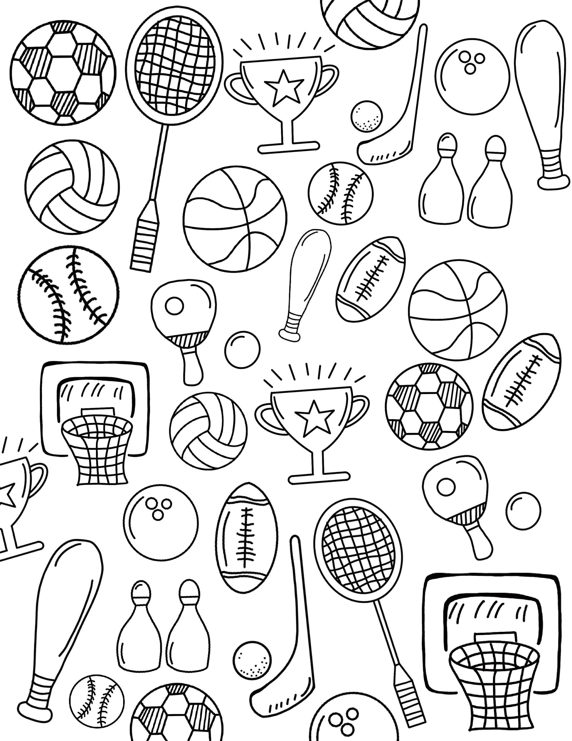 Kids Sports Coloring Page coloring Sheet For Kids outdoor Sport Pages sports Coloring Pages summertime Coloring Pages cute Coloring Pages Etsy