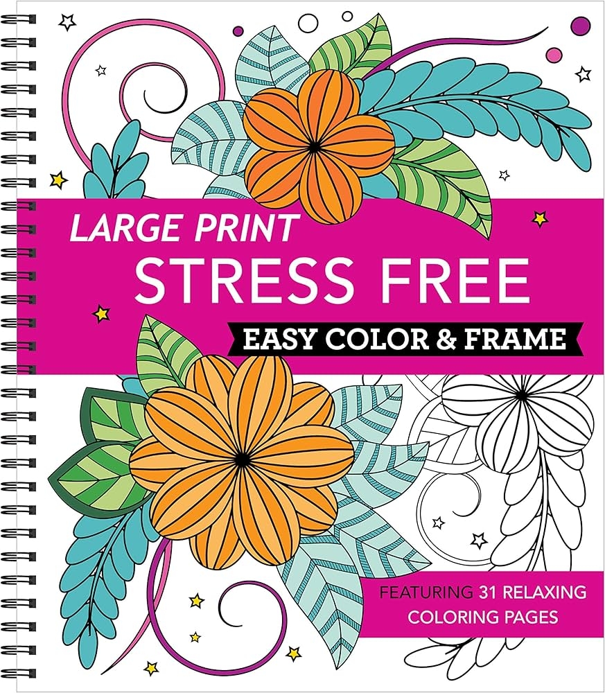 Large Print Easy Color U0026 Frame Stress Free Adult Coloring Book New Seasons Publications International Ltd 9781645585435 Amazon Books