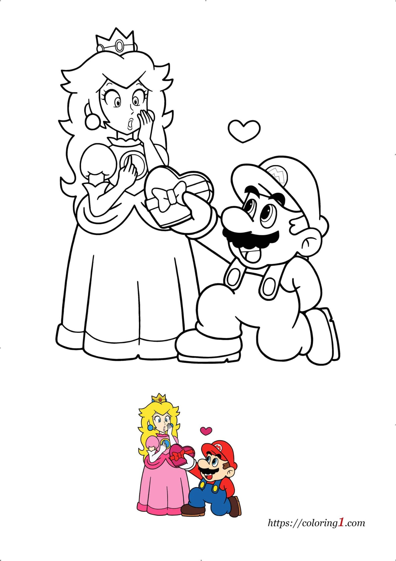 Mario And Peach Coloring Pages 2 Free Coloring Sheets 2021 