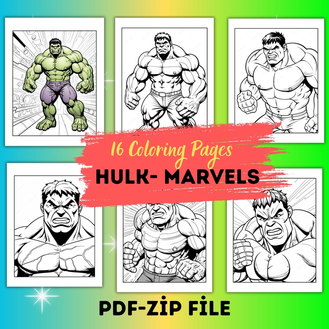 Marvel s Hulk Coloring Page Printable Superhero Art Fun Activity For Kids And Adults Digital Download Etsy