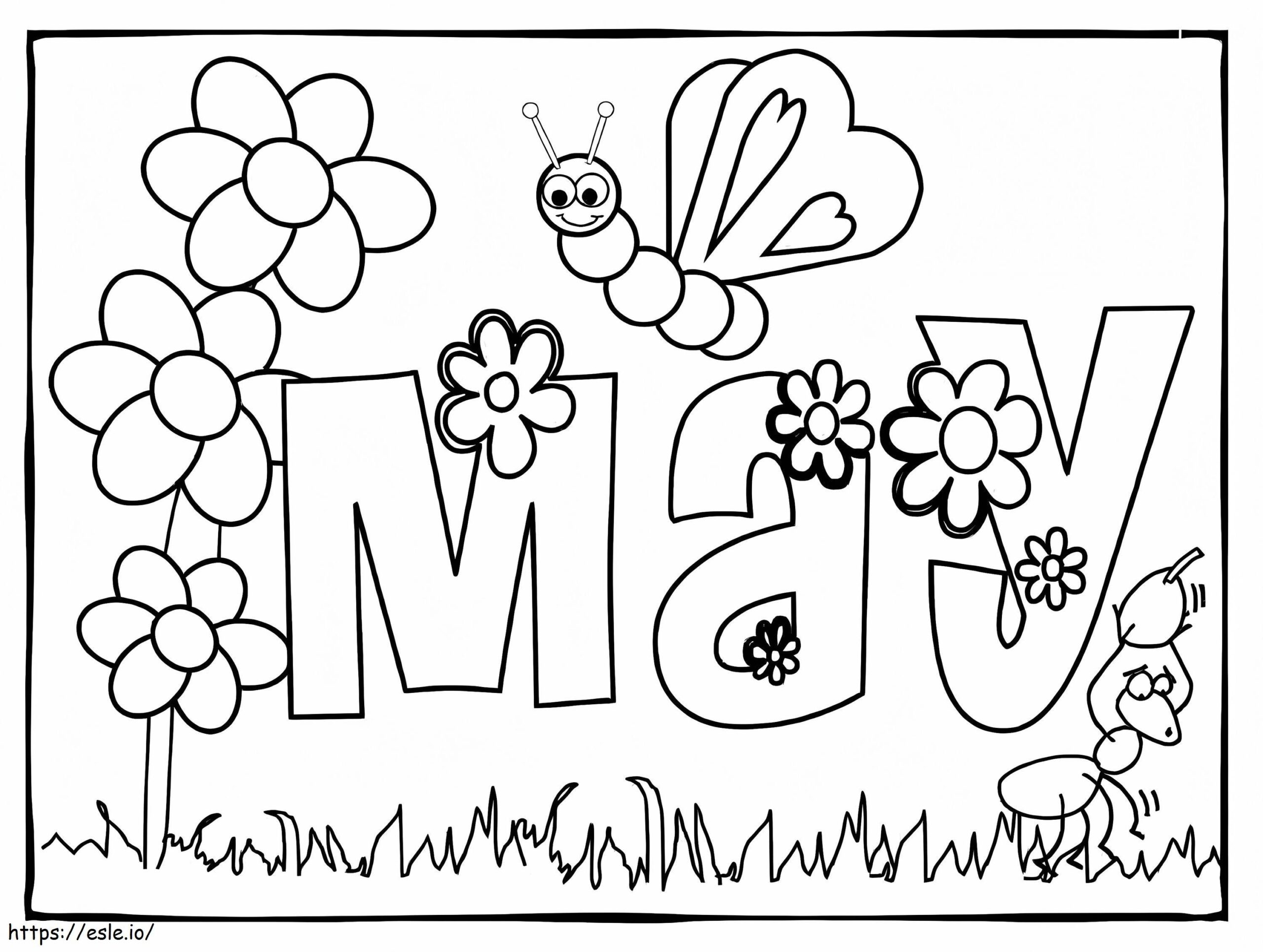 May Bee And Flower Coloring Page