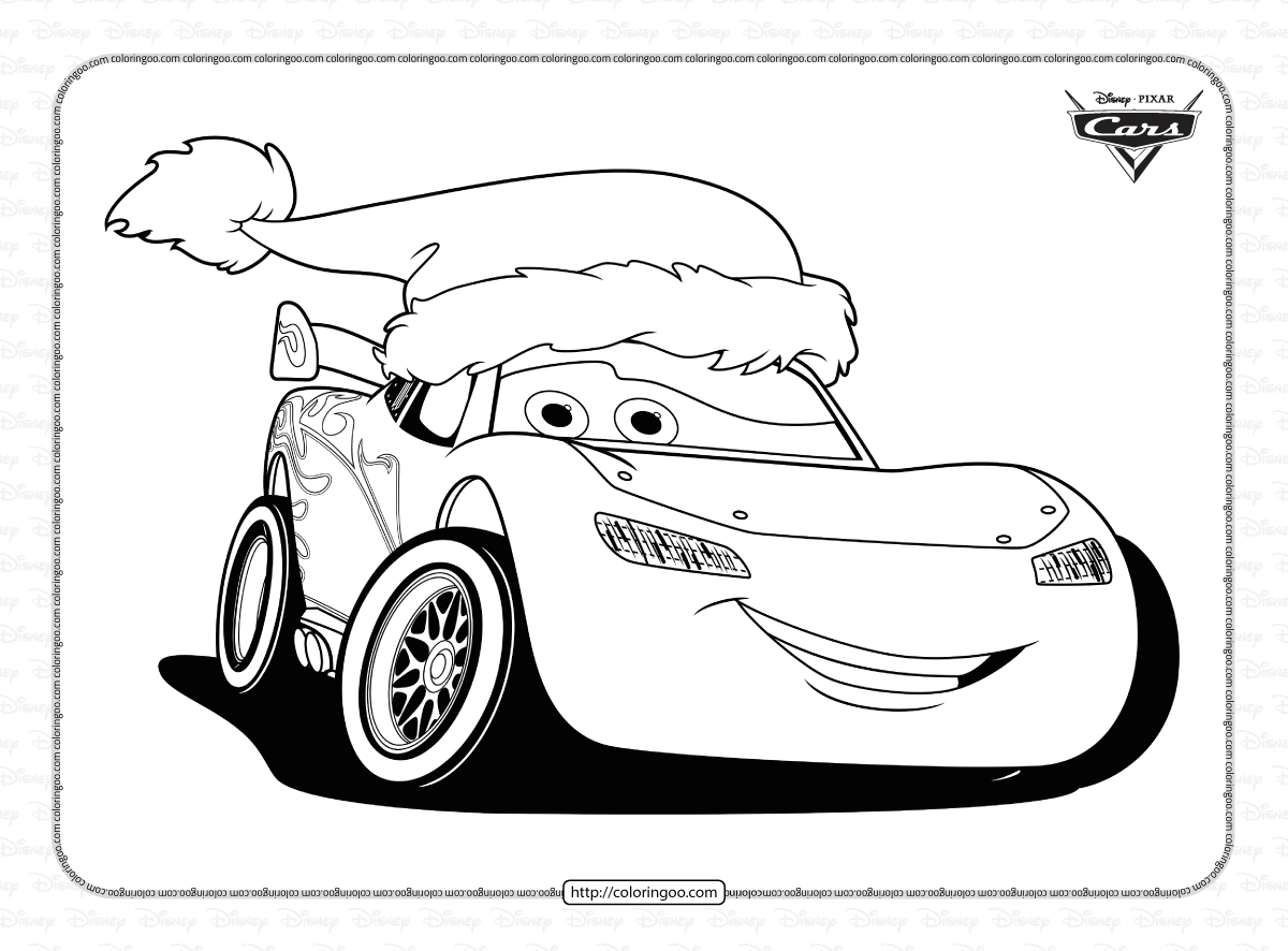 Merry Christmas Lightning McQueen Coloring Page