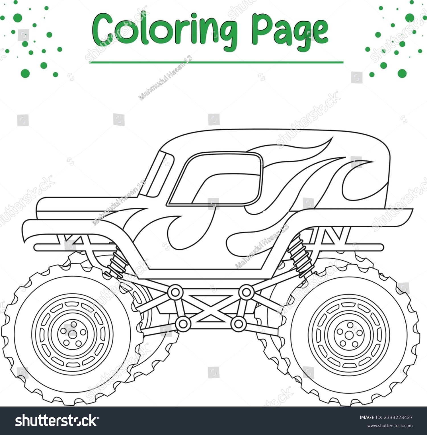 Monster Truck Coloring Page Printable Monster Stock Vector Royalty Free 2333223427 Shutterstock