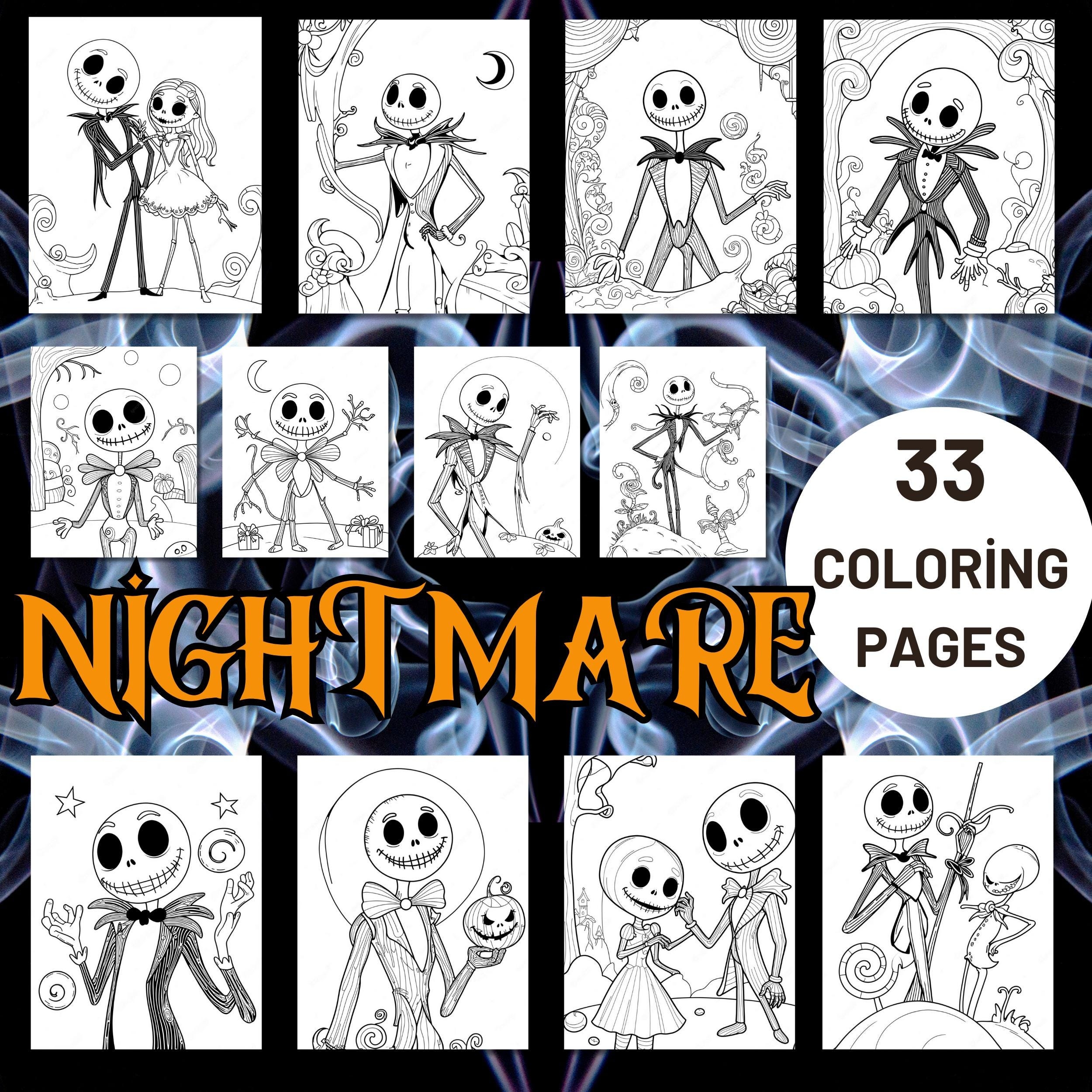 Nightmare Before Christmas Coloring Pages 33 page Halloween Fun 