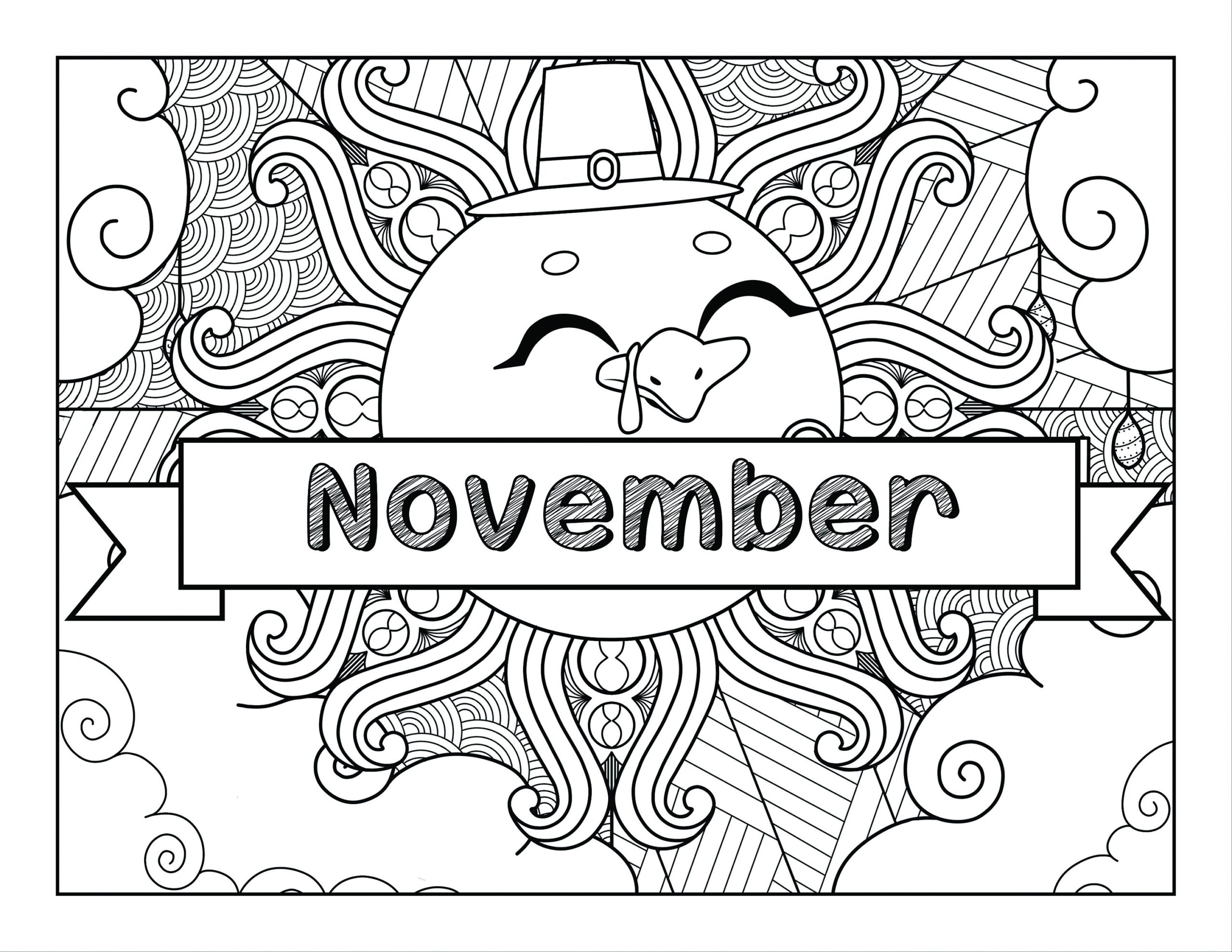 November Coloring Pages For Adults 2 Printable Coloring Pages Instant Download JPG Etsy UK