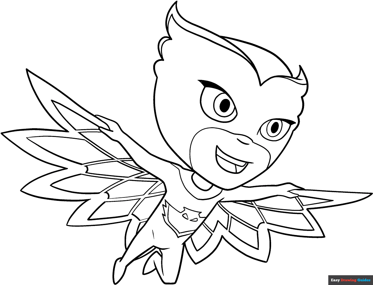 Owlette From PJ Masks Coloring Page Easy Drawing Guides