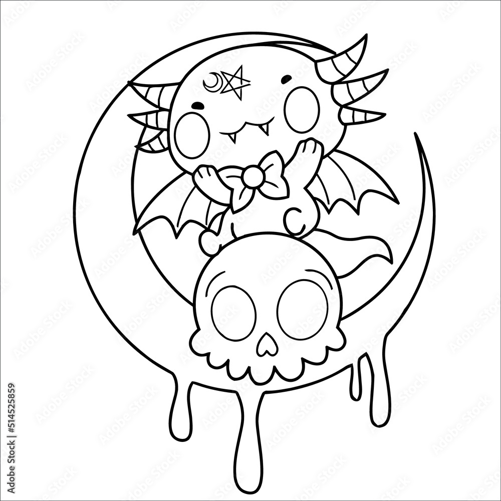 Pastel Goth Coloring Page For Kids Creepy Kawaii Coloring Page Coloring Page Creepy Page Stock Vector Adobe Stock