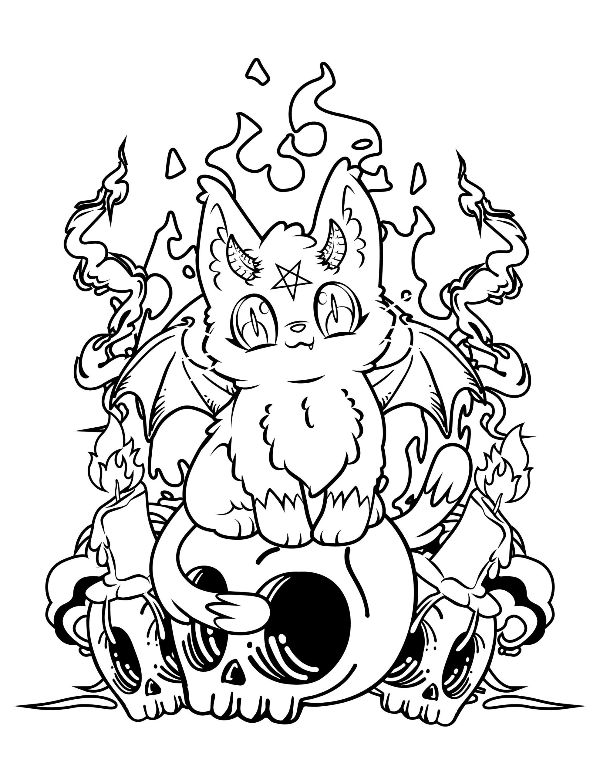 Pastel Goth Demon Cat Pastel Goth Coloring Pages Creepy Kawaii Printable Digital PDF Download Etsy Hong Kong