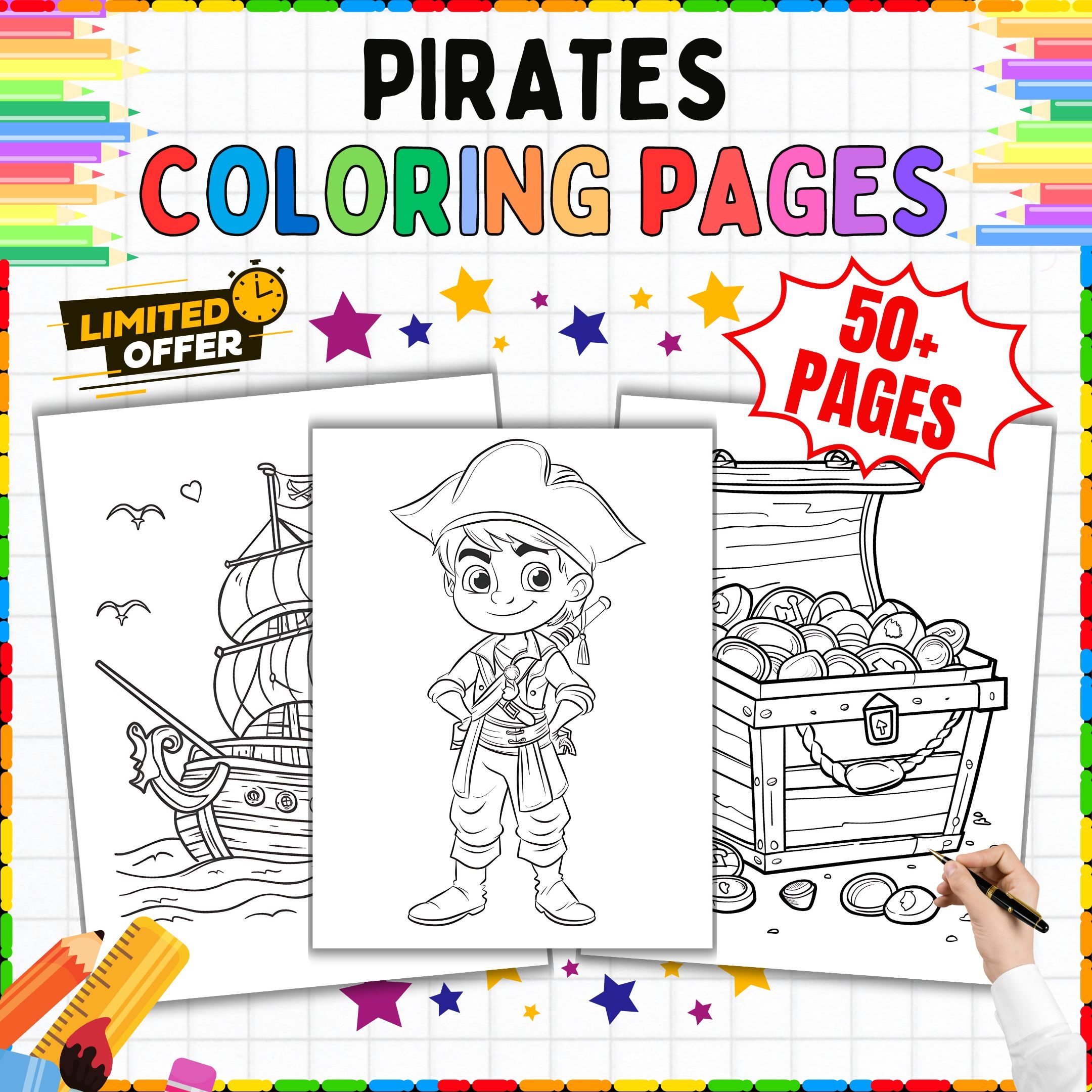 Pirate Coloring Pages 50 Printable Sheets Preschool 