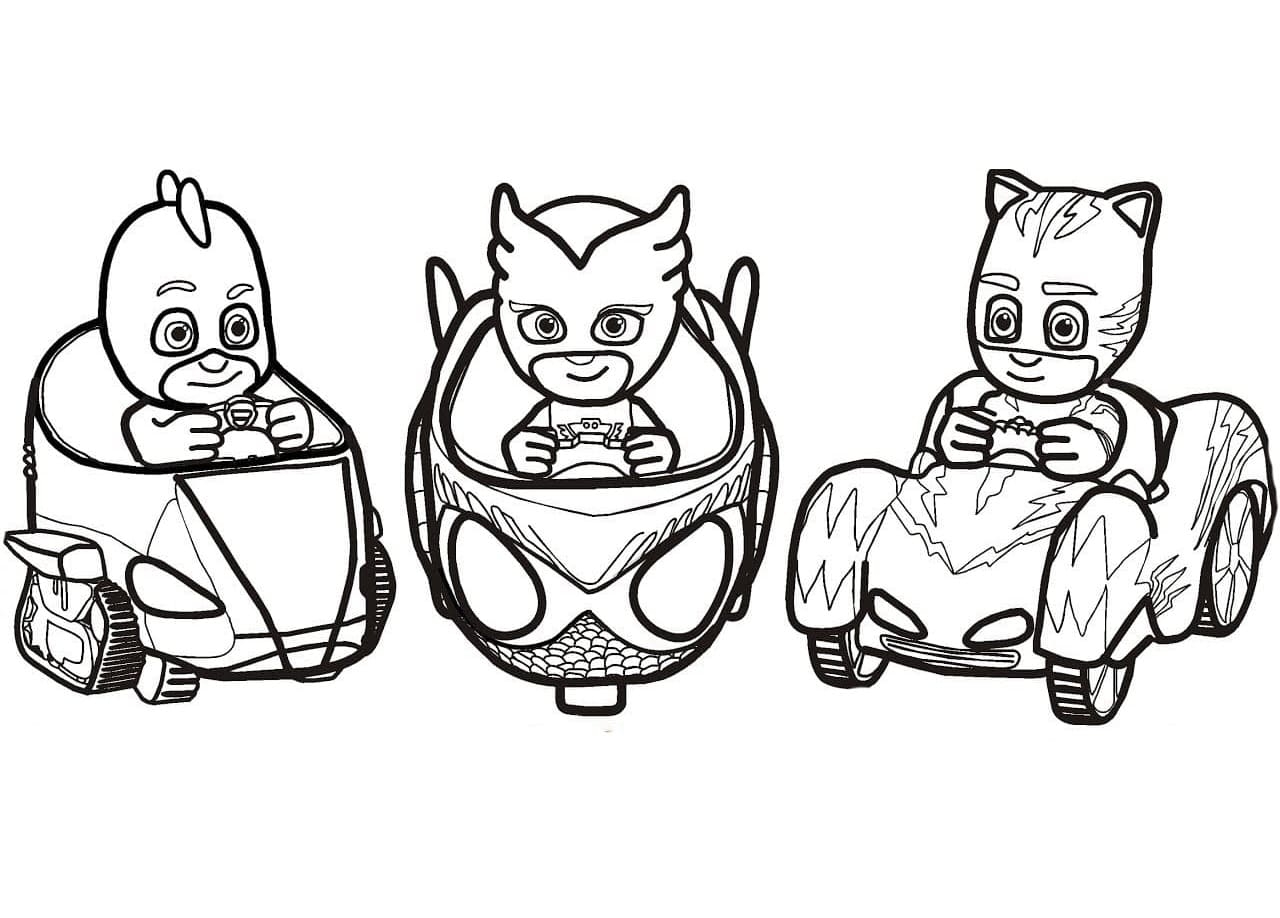 PJ Masks Driving Cars Coloring Page Download Print Or Color Online For Free
