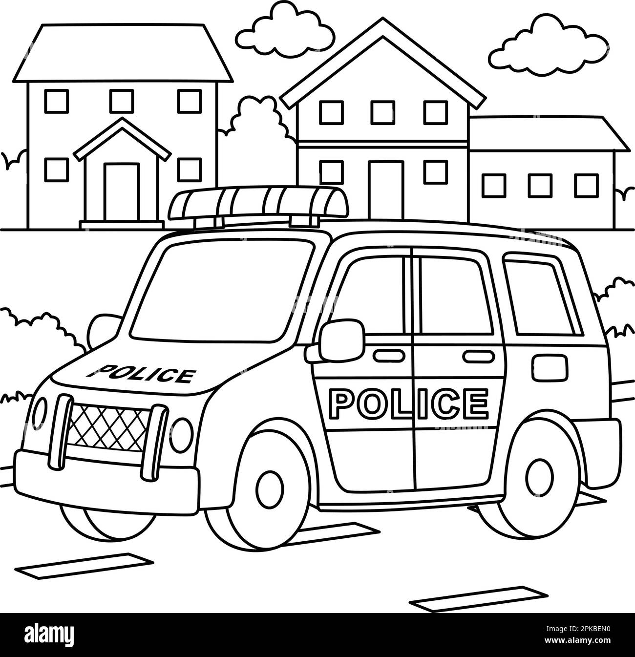 Police Car Coloring Page For Kids Stock Vector Image U0026 Art Alamy