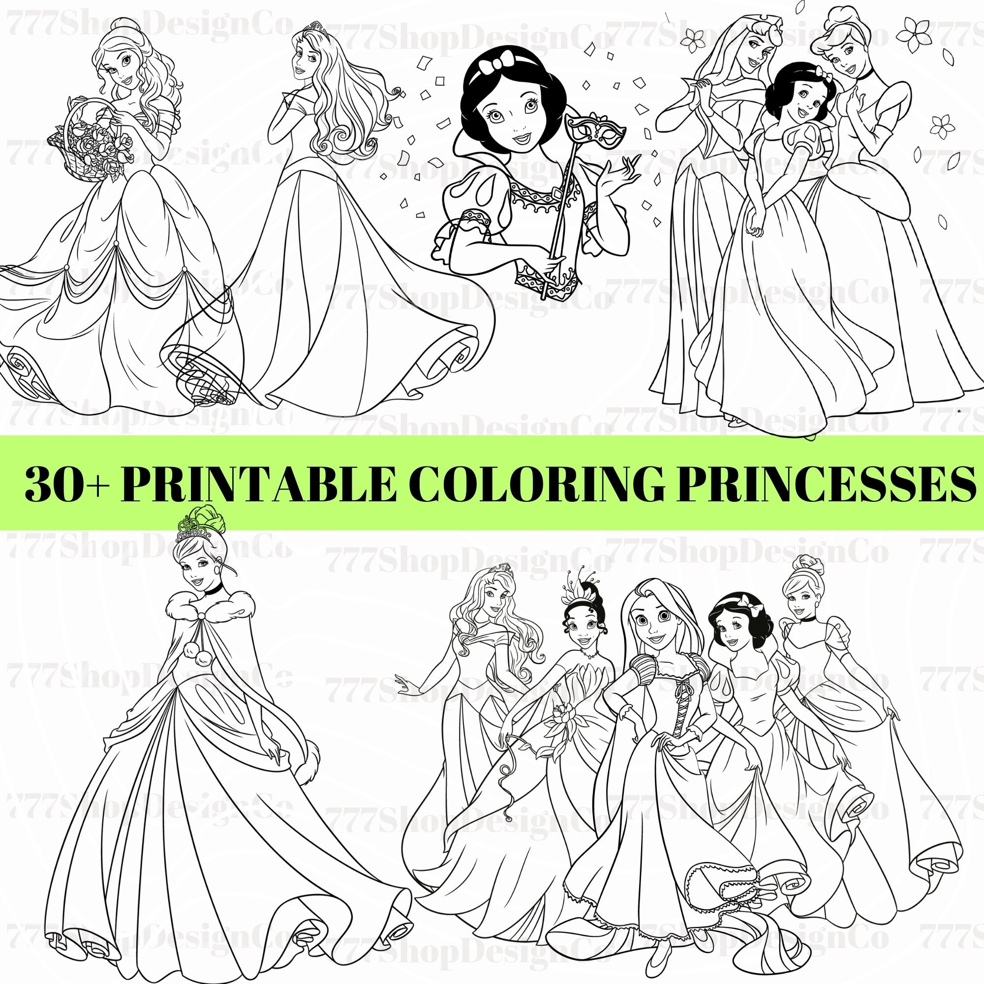 Princess Coloring Sheets PDF 30 Coloring Pages Kids Creative Activity Book For Kids Toddlers Pdf Etsy Canada