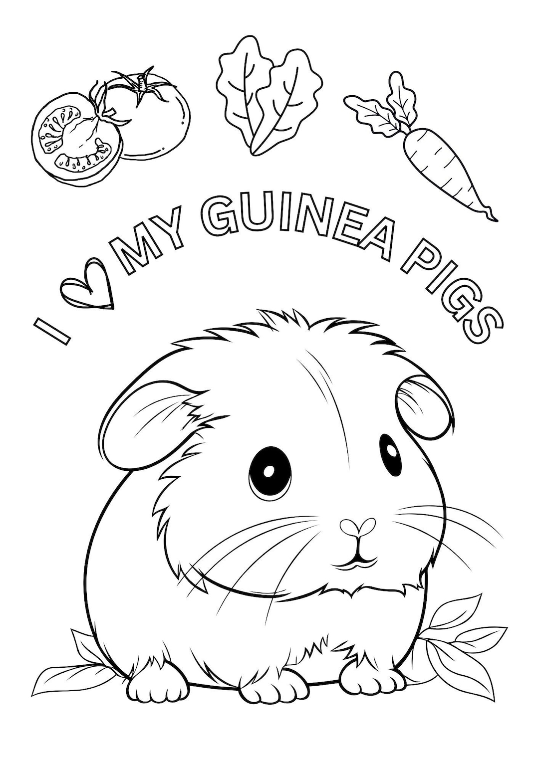 Printable Coloring Page Guinea Pigs Download U0026 Print Etsy