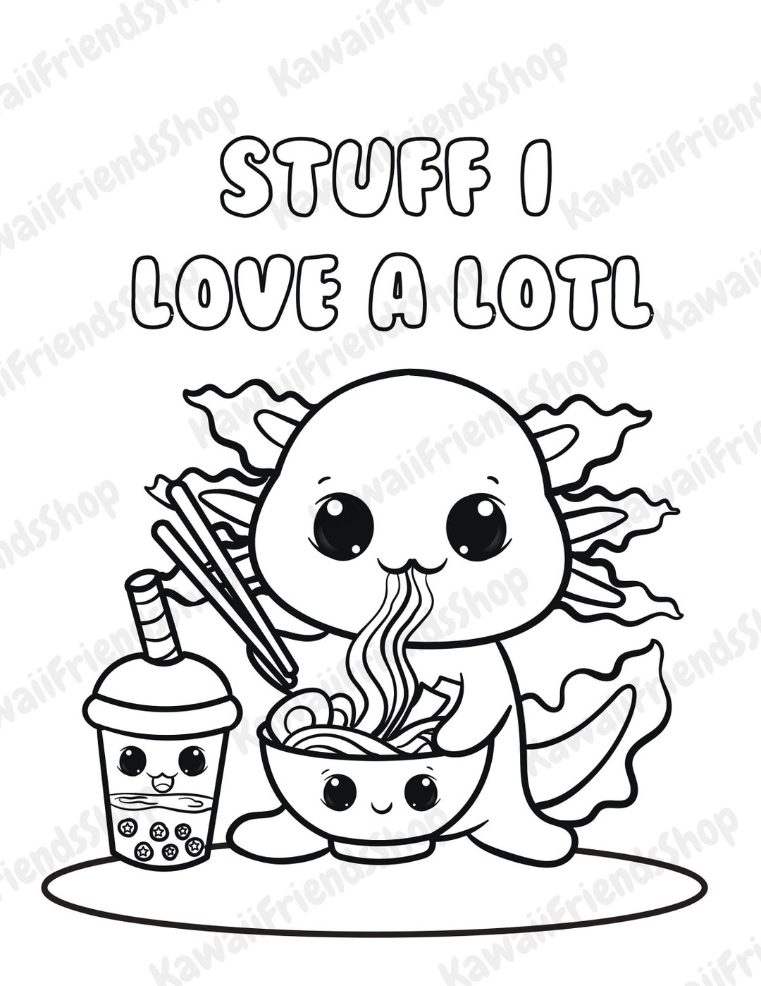 Printable Coloring Page Stuff I Love A Lotl Kawaii Coloring Page Kids Coloring Page Digital Download Coloring Page Fun Coloring Page Etsy 