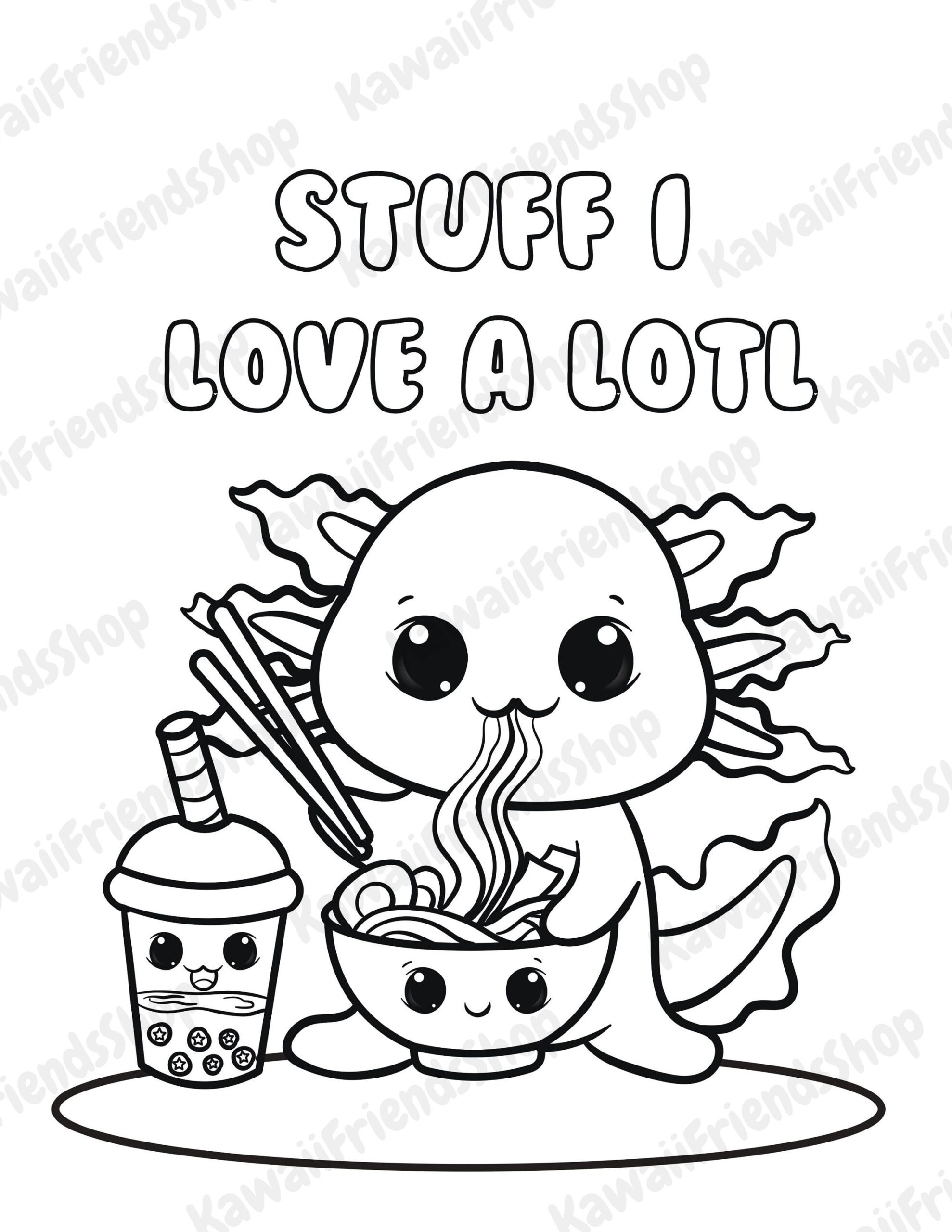 Printable Coloring Page Stuff I Love A Lotl Kawaii Coloring Page 