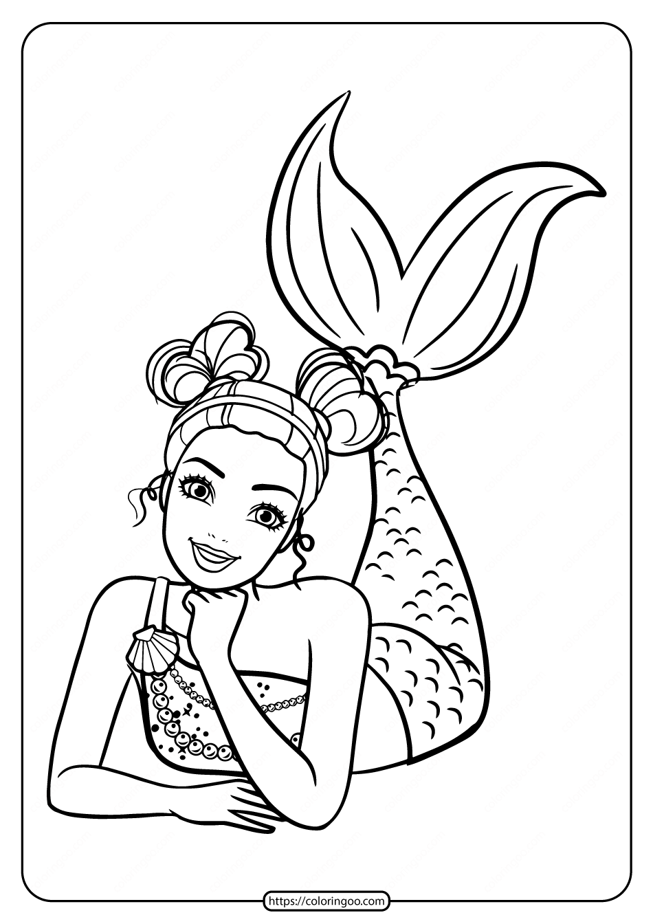 Printable Cute Barbie Mermaid Coloring Pages